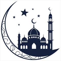 silhouette Ramadan image on white background