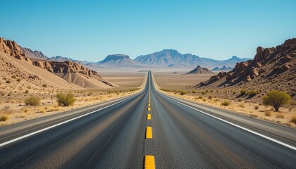 Endless desert road atacama desert landscape clear sky wide-angle journey