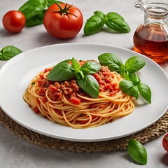 Spaghetti with Tomato Sauce and Basil