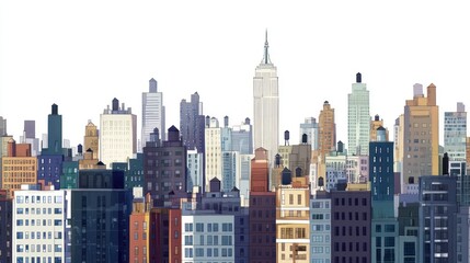 Fototapeta premium Colorful illustration of a New York City skyline