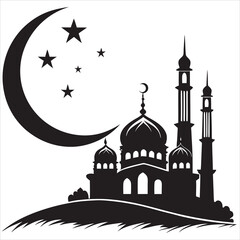 silhouette Ramadan image on white background