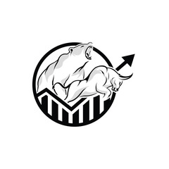 Bears and bulls dominate the rising chart illustrator logo design