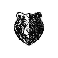 Bear head with detailed fur illustrator logo design 