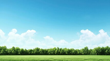 Obraz premium Wide Green Field Under Blue Sky With Clouds