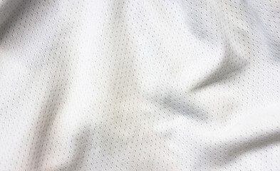 White sports clothing fabric jersey football shirt texture top view close up