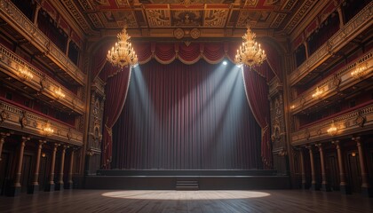 Dramatic lighting in elegant theatre interior