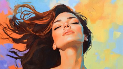 Serene Woman with Wind Hair
