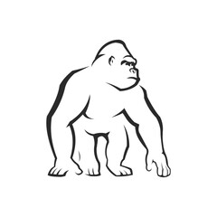 Obraz premium Gorilla take stand while looking sideways illustrator logo design