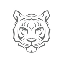 Tiger head serious face illustrator logo design 