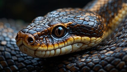 Fototapeta premium Captivating snake close-up jungle habitat wildlife photography natural environment macro perspective
