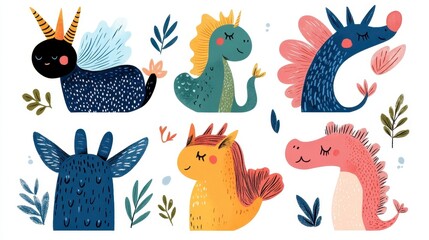 Colorful Cute Mythical Creatures