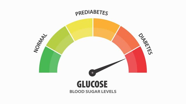 Diabetes high risk scale  or glucose level indicator level meter indicator animation 