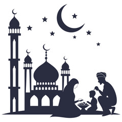 silhouette Ramadan image on white background