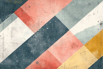 Obraz premium Abstract geometric pattern featuring bold colors and textures, creating a dynamic visual effect, suitable for backgrounds or artistic designs