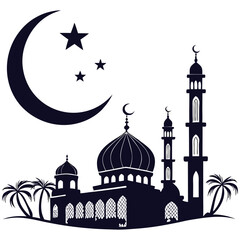 silhouette Ramadan image on white background