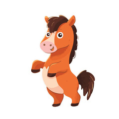 Fototapeta premium cute horse cartoon in crayon style editable Colorful vector hand drawn illustration for children. baby designs for cards, poster decorations, t-shirt prints, stickers, icons and others