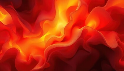 Vibrant abstract red and orange flowing wave patterns with warm glowing light