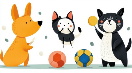 Naklejka premium Playful Animals at Play