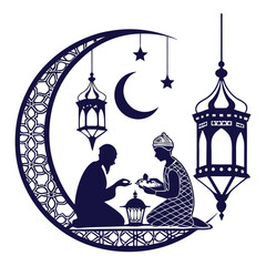 silhouette Ramadan image on white background