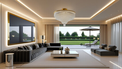 Modern Living Room Interior with ISO A Paper Size Poster Mockup – Elegant 3D Render Design