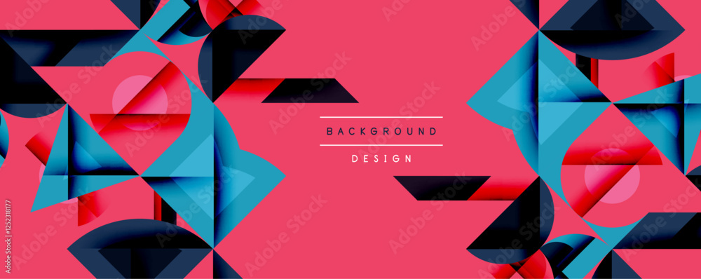 Poster Minimal geometric abstract background. Circle square and triangle design