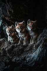 Obraz premium Hidden Wolf Cubs in the Deep Wilderness.......