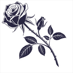 silhouette rose image on white background