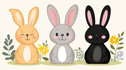 Cute Cartoon Bunnies Art