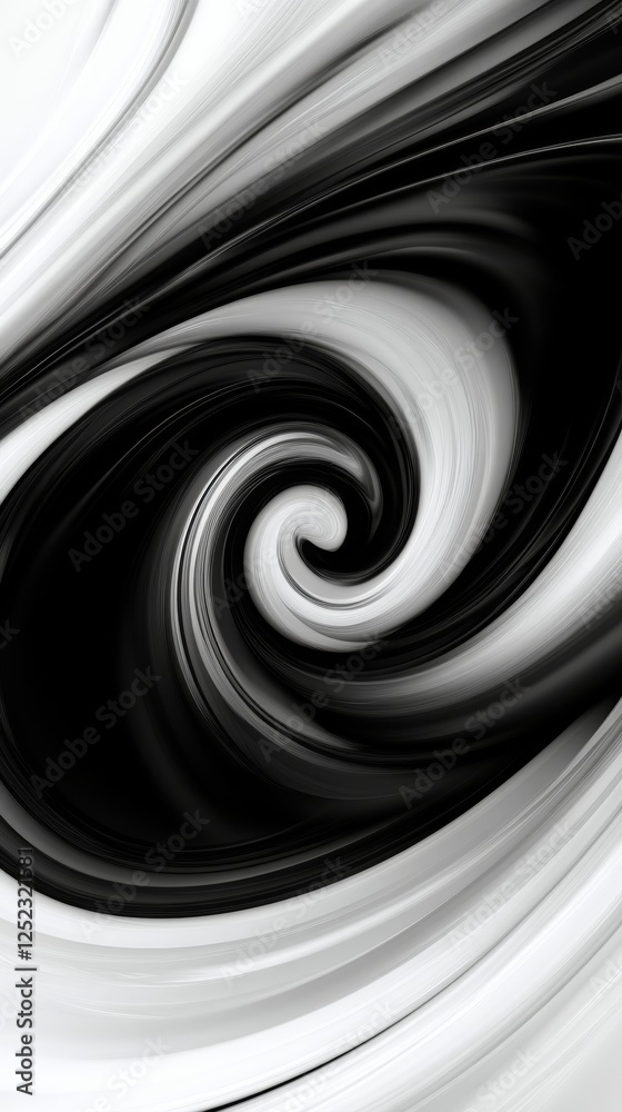 Aufkleber abstract black and white swirling pattern, dynamic motion concept