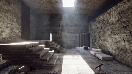 Sunlit Brick Chamber: A Minimalist Architectural Design