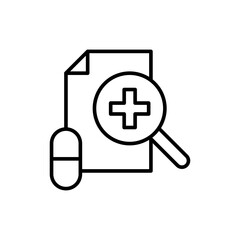 Drug research outline icons, minimalist vector illustration ,simple transparent graphic element .Isolated on white background