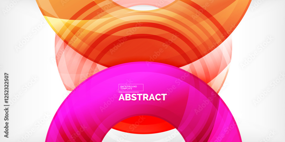 Poster bright colorful circles with light effects. abstract background