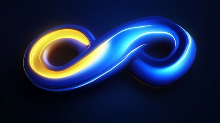 Fototapeta premium neon infinity symbol with glowing effects on dark background, futuristic design and technology concept