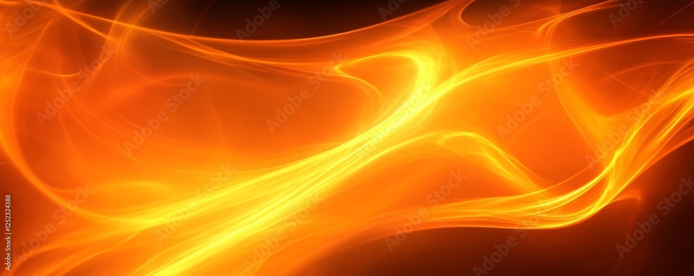 Poster abstract fiery orange waves with glowing light effects, dynamic motion concept