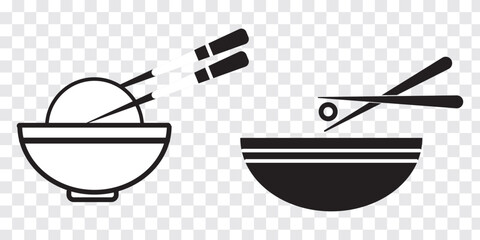 Chopstick vector icons set. Variety chopstick and Bowl Design. Vector illustration of plate, bowl. Vector illustration of a food sticker.