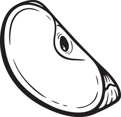 Apple slice quarter piece fruit organic food vegetarian snack engraving hand drawn illustration black white isolated vintage line art sketch silhouette graphic style poster label web