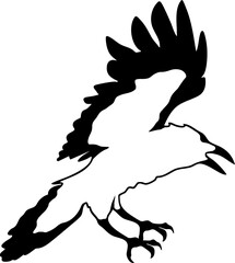 Bird Raven Crow Black Silhouette for Icon.
