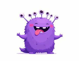 Cute Purple Monster with Eyeballs and Tongue Sticking Out