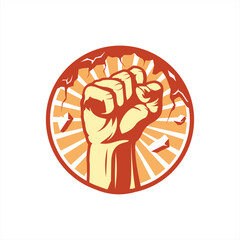 Fist of spirit and successful light illustration logo design 