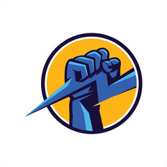 Blue fist and light illustration logo design 