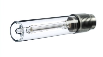 Glass tube lightbulb, isolated, white background, close-up,  energy-efficient lighting