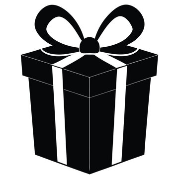 recommend clip art: Gift Box with ribbon, black gift box silhouette icon vector illustration white background