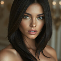 Obraz premium Armonía y glamour en una modelo con un maquillaje de acabados impecables.