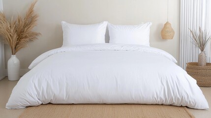 White Comforter Bed in Modern Bedroom