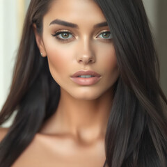 Fototapeta premium Belleza hipnotizante con sombras coloridas y labios intensos.