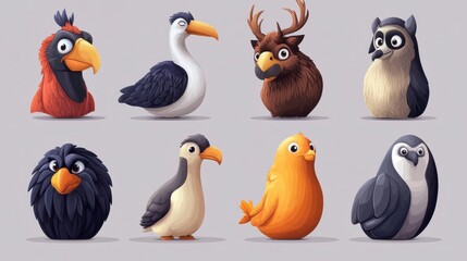 Colorful Cartoon Birds