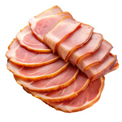 Slices of Smoked Ham Isolated on White Background