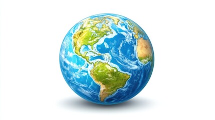 Fototapeta premium Earth globe, continents, oceans, white background, environmental concept