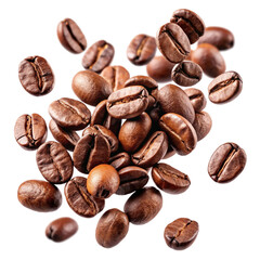 Obraz premium Flying Coffee Beans Isolated on White Background