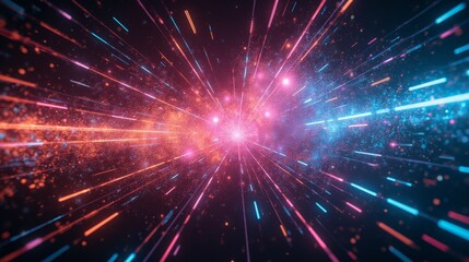 Naklejka premium Colorful Light Explosion with Bright Rays and Sparkling Effects